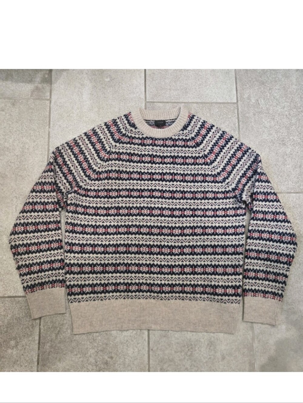 J.Crew Men’s Medium Lambswool Fair Isle Crewneck Sweater Knit Nordic Pullover